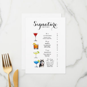 His Hers Ours and the Dog Signature Drinks Wedding Menu