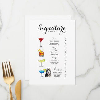 His Hers Ours and the Dog Signature Drinks Wedding Menu