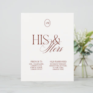 His & Hers Signature Cocktails Rust Wedding Sign