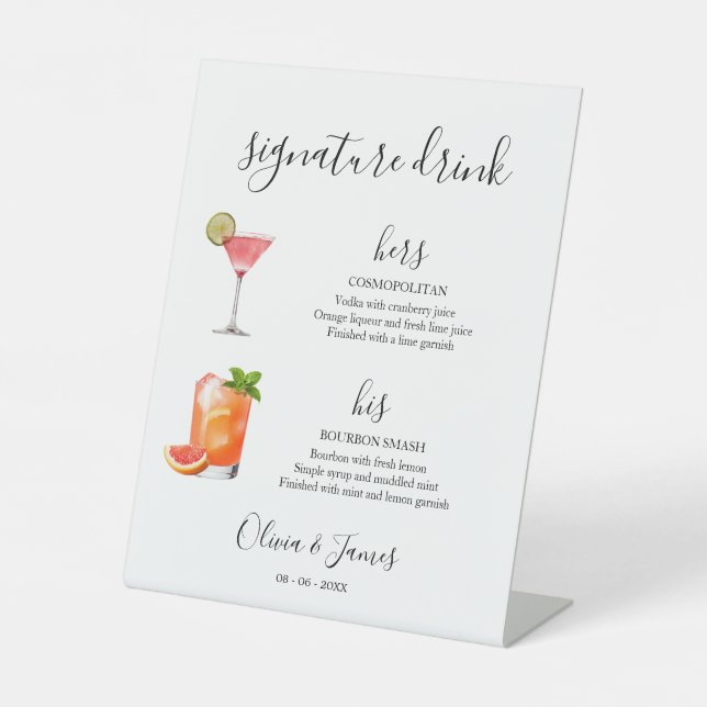 His & Hers Signature Drink Sign Template, Cocktail (Front)