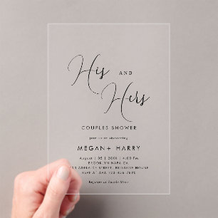 His & Hers Simple Couple Shower Bridal Acrylic Invitations