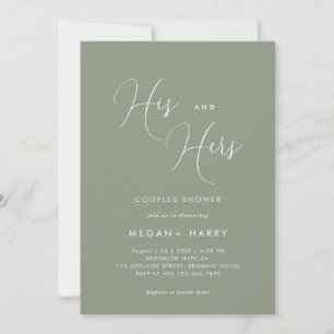 His & Hers Simple Sage Green Couple Shower Bridal Invitation