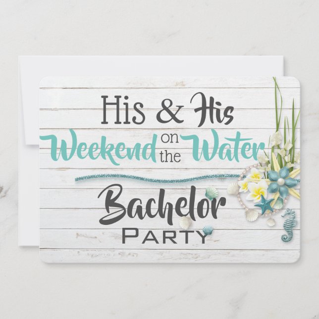 His & His "Water" Bachelor Party Invitation (Front)