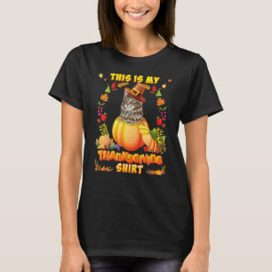His Is My Hanksgiving Maine Coon Cat Blessed Pumpk T-Shirt