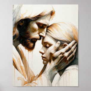 His Love  Modern Watercolor Print  Minimalist Chri