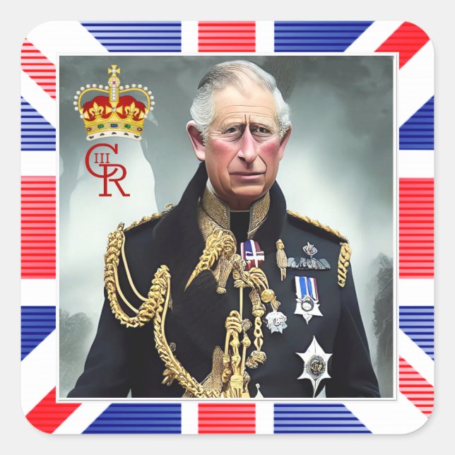 His Majesty King Charles III   Square Sticker (Front)