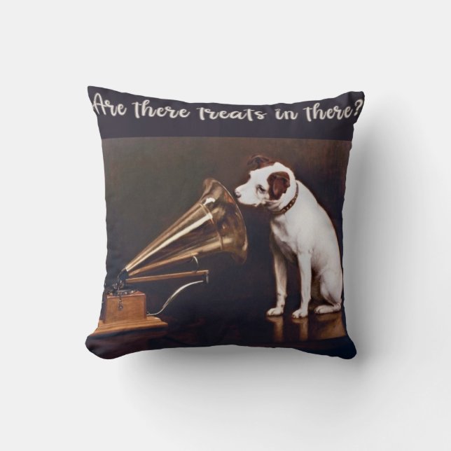His Master's Voice Dog Humour Cushion (Front)