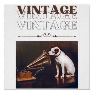 His Master's Voice Vintage Stacked  Poster