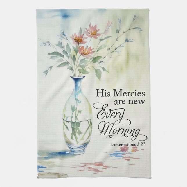 His mercies are new every morning tea towel (Vertical)