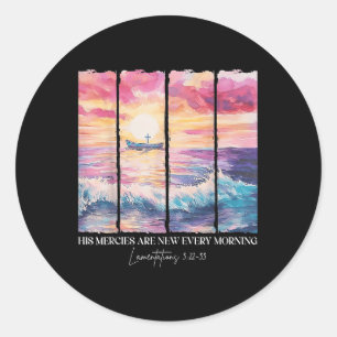 His Mercies Are New Every Morning, Watercolor Brus Classic Round Sticker