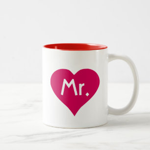 His Mr Mug in red heart - Mr and Mrs mugs set