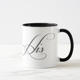 His n Hers Matching Script Lettering Gift Mugs