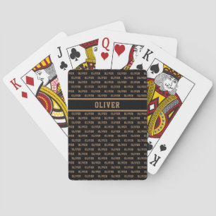His Name Modern Pattern on Black  Playing Cards