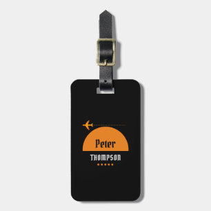 his name orange logo aeroplane luggage tag