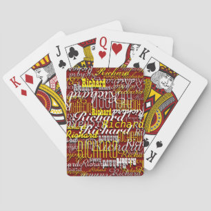 His Name Repeated All Over Dark Red Playing Cards