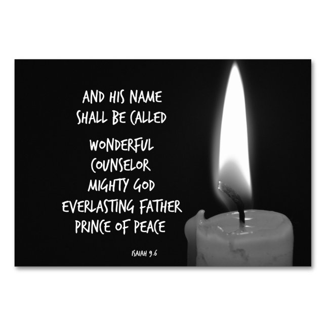 HIs name shall be Prince of Peace Bible Verse Table Number (Front)