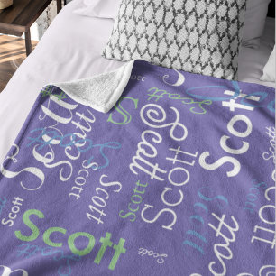 His Name Typography periwinkle colour Fleece Blanket