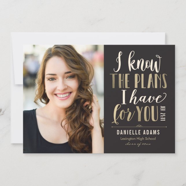 His Plans EDITABLE COLOR Graduation Announcement (Front)