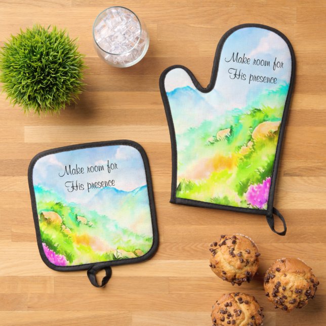 His Presence Oven Mitt & Pot Holder Set (Top Down)
