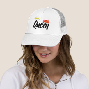 His Queen Anniversary Anniversary Typography Trucker Hat