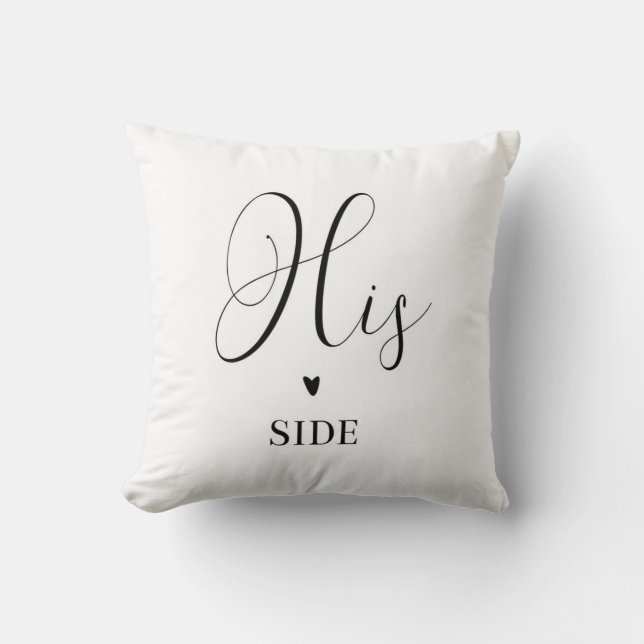 His side Black and White Square Throw Pillow (Front)