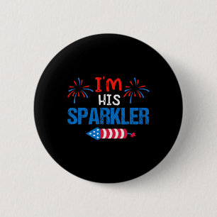 His Sparkler Cute 4th Of July Matching Couple For  6 Cm Round Badge
