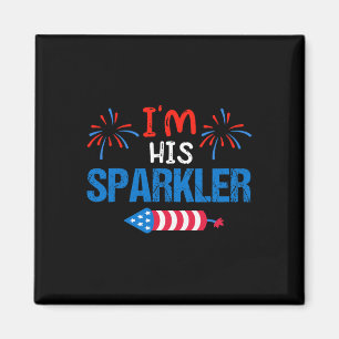 His Sparkler Cute 4th Of July Matching Couple For Magnet