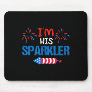 His Sparkler Cute 4th Of July Matching Couple For  Mouse Pad