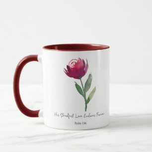His steadfast Love watercolor red rose Mug