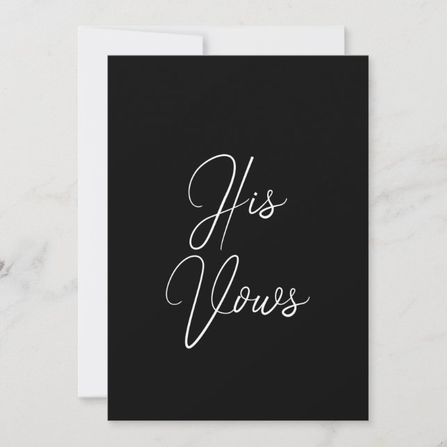 His Vow Card | Wedding Vow Booklet for Groom (Front)