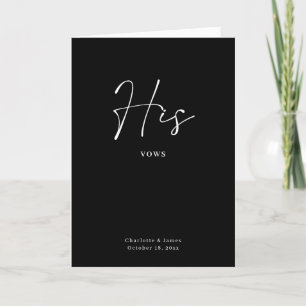 His Vows Card Minimalist Script Maroon Black