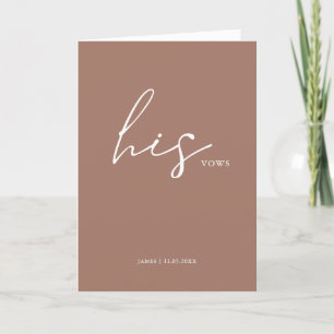 His Vows Card Minimalist Script Vows Dusty Rose