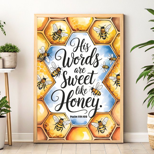 His Words Are Sweet Like Honey Christian Wall Art (Creator Uploaded)