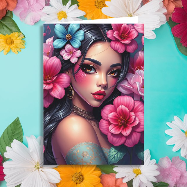 Hispanic Anime Girl | Thinking of You Card (Creator Uploaded)