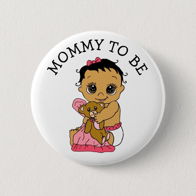 Hispanic Baby Mum To Be Girl's Baby Shower 6 Cm Round Badge (Front)