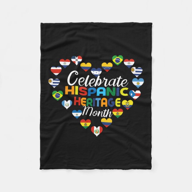 Hispanic Countries Flags Celebrate Hispanic Herita Fleece Blanket (Front)