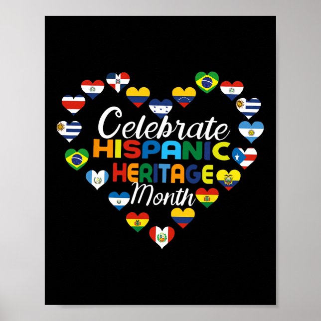 Hispanic Countries Flags Celebrate Hispanic Herita Poster (Front)