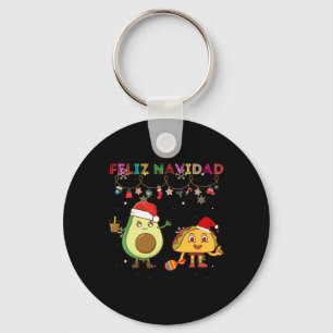Hispanic Feliz Navidad Avocado Tacos Mexican Chris Key Ring
