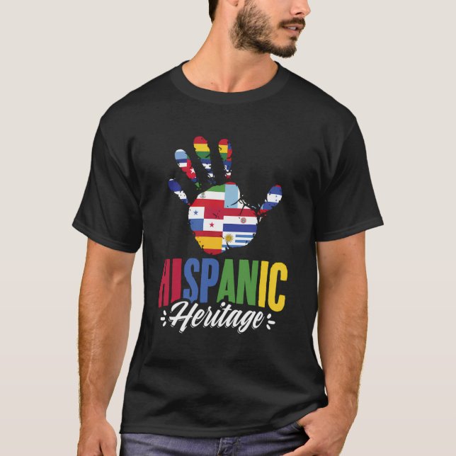 Hispanic Flags Hands Latino Country Hispanic Herit T-Shirt (Front)