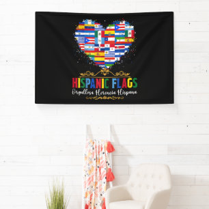 Hispanic Flags Heart Hispanic Heritage Month Banner