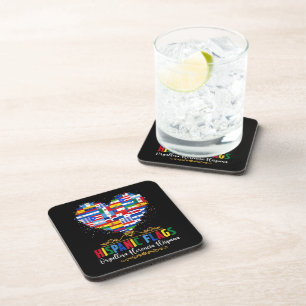Hispanic Flags Heart Hispanic Heritage Month Coaster