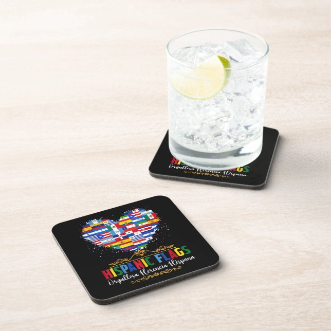 Hispanic Flags Heart Hispanic Heritage Month Coaster (Right Side)