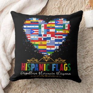 Hispanic Flags Heart Hispanic Heritage Month Cushion