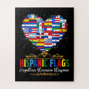 Hispanic Flags Heart Hispanic Heritage Month Jigsaw Puzzle