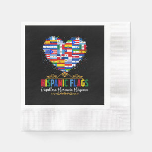 Hispanic Flags Heart Hispanic Heritage Month Napkin