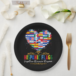 Hispanic Flags Heart Hispanic Heritage Month Paper Plate