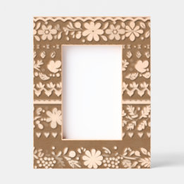 Hispanic Folk Art Inspired Flowers Etched Frames