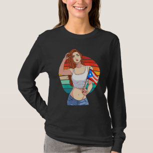 Hispanic Girl Boricua Pride Puerto Rican Flag Vint T-Shirt