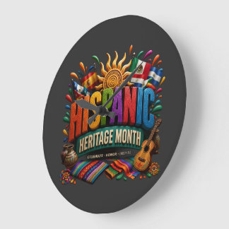 Hispanic Heritage Month 3D Colourful Cultural Prid Large Clock