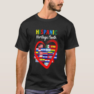 Hispanic Heritage Month all Countries Flags heart  T-Shirt